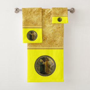 Conjunto De Toalhas Jesus em sua folha de ouro da porta com textura