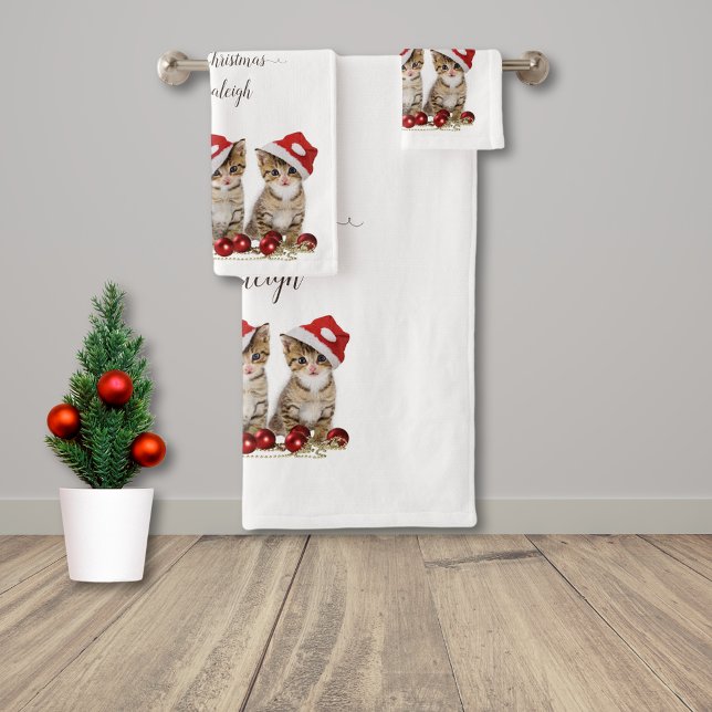 Conjunto De Toalhas Jingle Cats Meowy Christmas personalizado (Criador carregado)