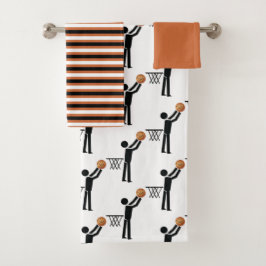 Conjunto De Toalhas Jogador de basquetebol com bola e listras