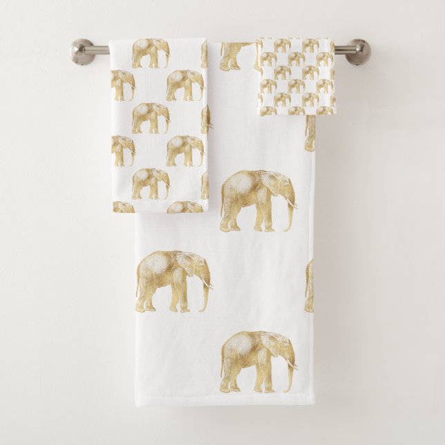 Conjunto De Toalhas JOGO DE BANHEIRA BRANCA ELEFANTE AFRICANO Dourado (Insitu)