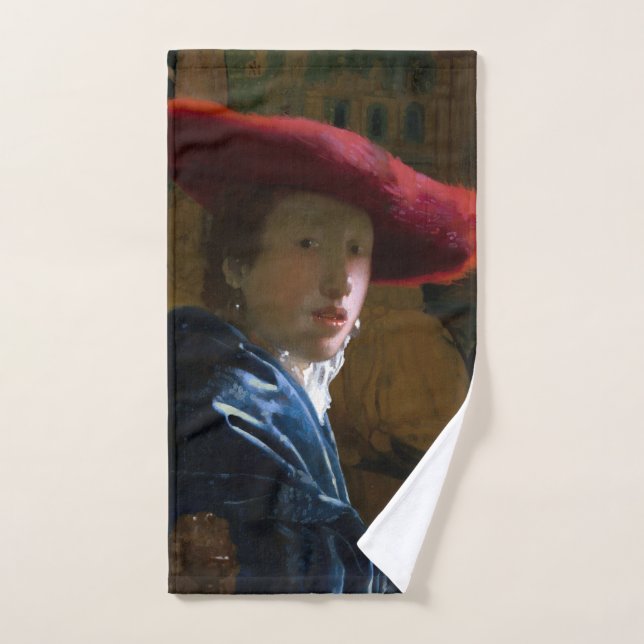 Conjunto De Toalhas Johannes Vermeer - Rapariga com Chapéu Vermelho (Toalha de mão)