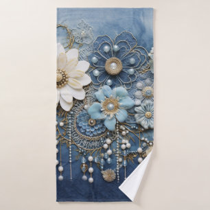 Conjunto De Toalhas Joias de fantasia em Bue Denim