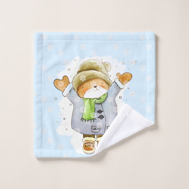 Conjunto De Toalhas Joyous Winter Cat (Pano de lavar)