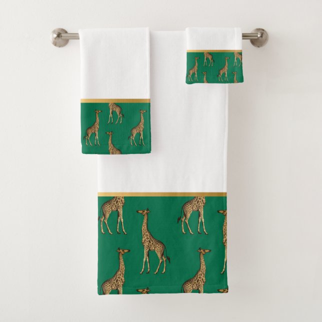 CONJUNTO DE TOALHAS JUNGLE GIRAFFE REMOTOU DOURADO BANTHROOM TOWET (Insitu)