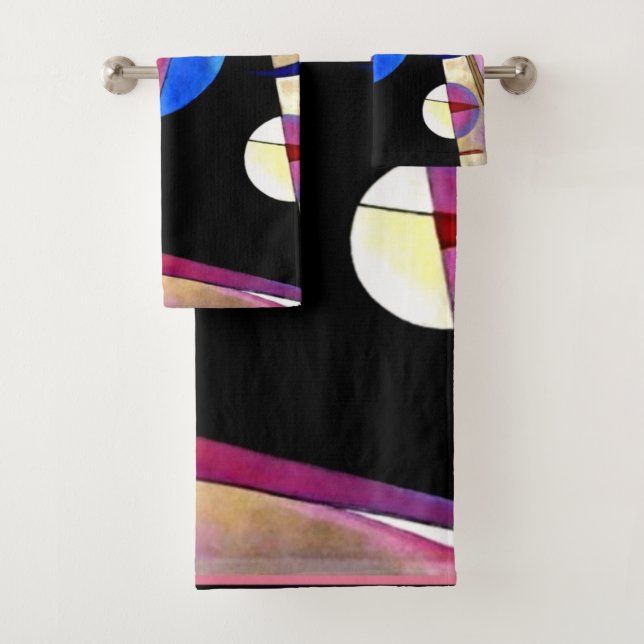 Conjunto De Toalhas Kandinsky - Cubismo Abstrato com Pinks e Blues (Insitu)