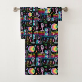 Conjunto De Toalhas Karaoke Neon Glow Singing Music Party
