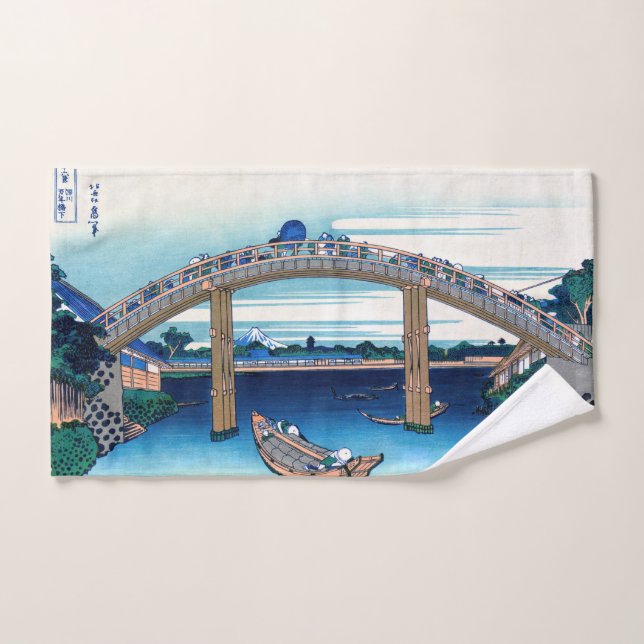 Conjunto De Toalhas Katsushika Hokusai - Sob Ponte Mannen, Fukagawa (Toalha de mão)