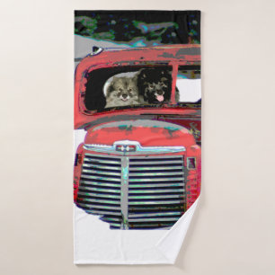 Conjunto De Toalhas Keeshond Christmas Old Truck Painting Art