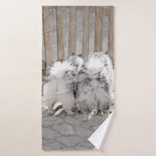 Conjunto De Toalhas Keeshonds na Pintura de Portão - Arte de Cachorro
