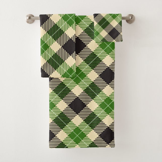Conjunto De Toalhas Kelly Green e Black Tartan Xadrez (Insitu)