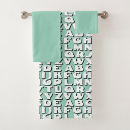 Conjunto De Toalhas Kids Alphabet Aqua