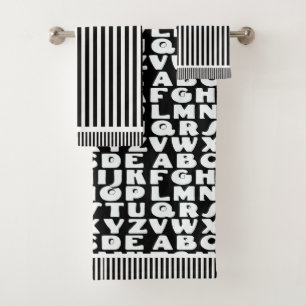 Conjunto De Toalhas Kids Alphabet Black Stripes