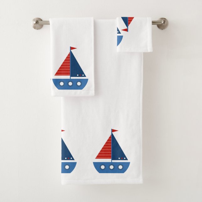 Conjunto De Toalhas Kids Bandeja de Banheiro - Barcos de Navegação Ver (Insitu)