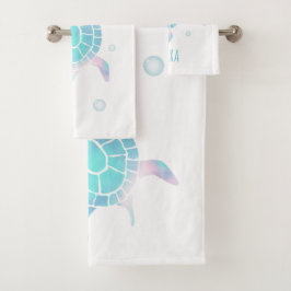 Conjunto De Toalhas Kids Turtle Under The Sea Watercolor