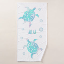 Conjunto De Toalhas Kids Turtle Under The Sea Watercolor