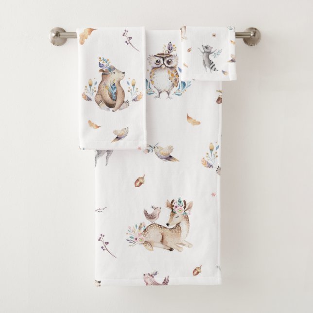 Conjunto De Toalhas Kids Woodland Animal Bath Totoset (Insitu)