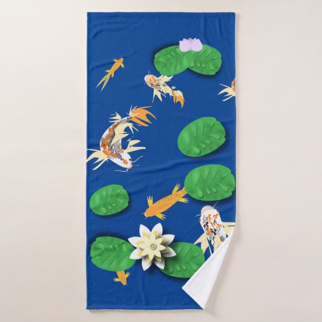 Conjunto De Toalhas Koi Carp e Water Lily (Toalha de Banho)