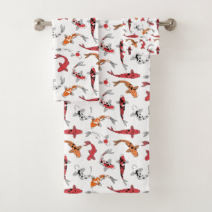 Conjunto De Toalhas Koi Fish Japonês Art Impressão