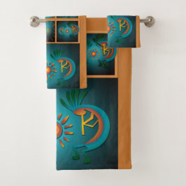 Conjunto De Toalhas Kokopellii com Sun Teal Design