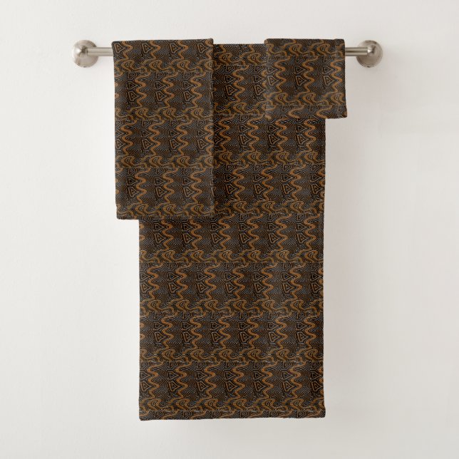 Conjunto De Toalhas Kuba Geométrico Marrom Cacau (Insitu)
