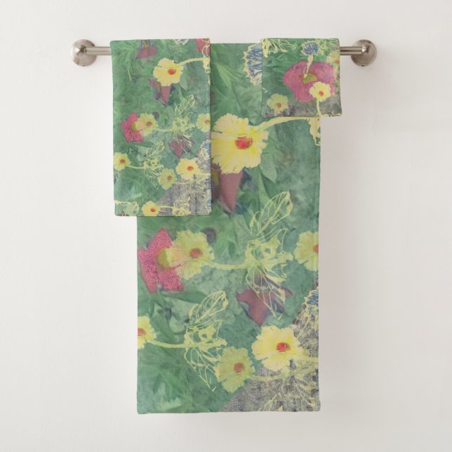 Conjunto De Toalhas La Boca Floral Impressão Bathroom Towels (Insitu)