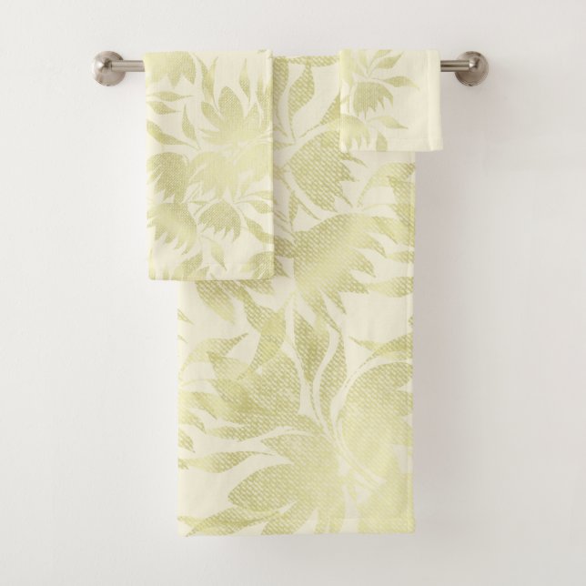 Conjunto De Toalhas Lace Floral Texture Ouro Beige (Insitu)