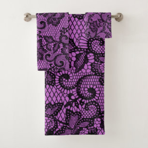Conjunto De Toalhas Lace Preto E Cinzento