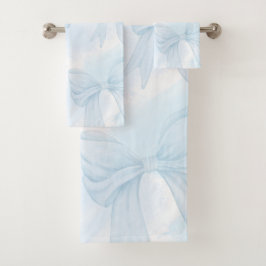 Conjunto De Toalhas Laço de Fita Azul Claro Coquette