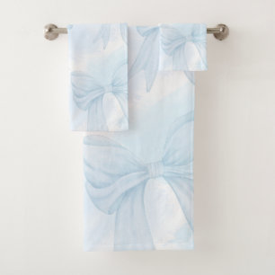 Conjunto De Toalhas Laço de Fita Azul Claro Coquette