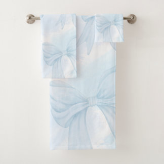 Conjunto De Toalhas Laço de Fita Azul Claro Coquette