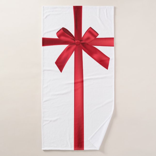 Conjunto De Toalhas Laço de Fita de Cetim Vermelho Festa de Natal (Toalha de Banho)