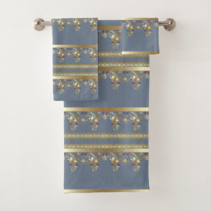 Conjunto De Toalhas Laço Dourado