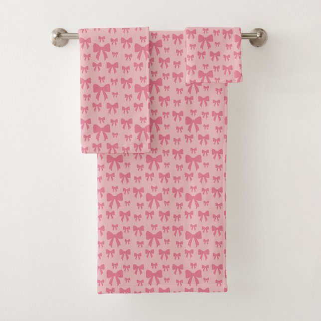 Conjunto De Toalhas Laços Rosa de Tulipa da Moda em Rosa Boho Chic (Insitu)