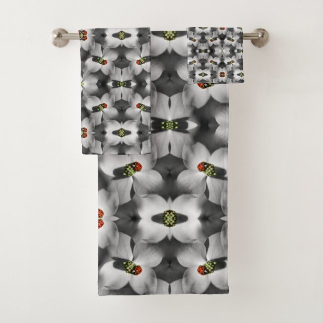 Conjunto De Toalhas Ladybug Na Dogwood Flower Abstrato Nature (Insitu)
