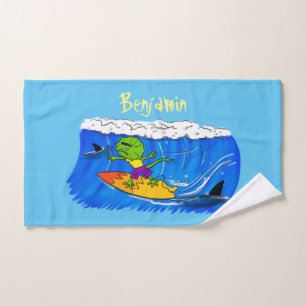 Conjunto De Toalhas Lagarto espinhoso surfando cartoon