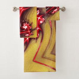 Conjunto De Toalhas Lagarto fractal avermelhado em textura grosseira d