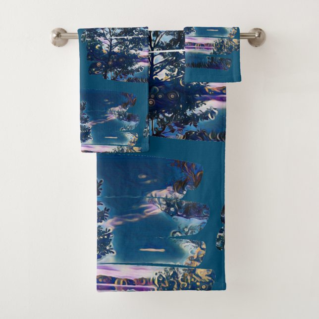 Conjunto De Toalhas lago em azul (Insitu)