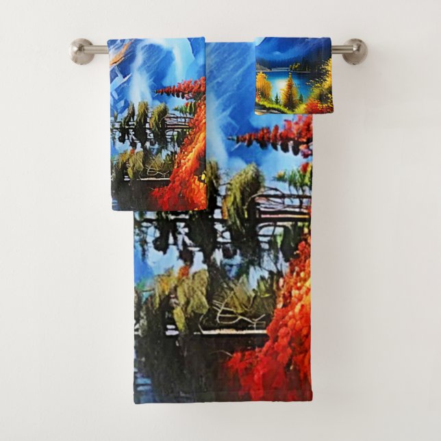 Conjunto De Toalhas Lago Montanha: Vista Cênnica (Insitu)