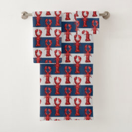 Conjunto De Toalhas Lagostas náuticas em Marinho azul e Cinzas