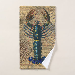 Conjunto De Toalhas Lagostim Marisco Marisco Maine Oceano Clássico