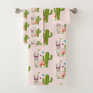 Conjunto De Toalhas Lama legal em óculos de sol em forma de coração