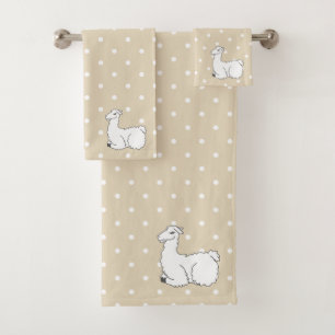 Conjunto De Toalhas Lamas brancas e Bolinhas, fluffy