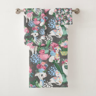 Conjunto De Toalhas Lamas e Flores