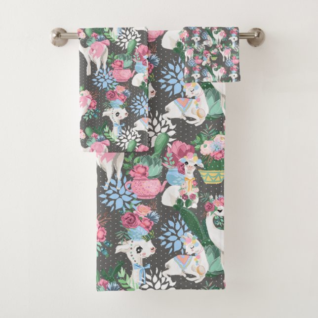 Conjunto De Toalhas Lamas e Flores (Insitu)