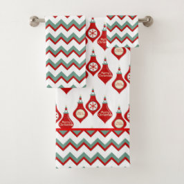 Conjunto De Toalhas Lâmpadas de Natal Teal Red Chevron