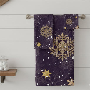 Conjunto De Toalhas Lâmpadas de Neve Douradas e Elegantes Modernas