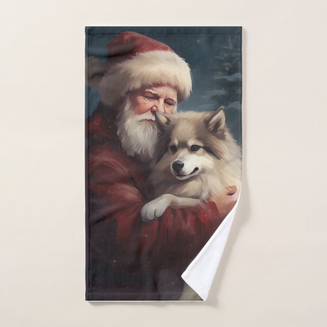 Conjunto De Toalhas Lapphund Santa Claus Festivo (Toalha de mão)