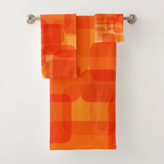 Conjunto De Toalhas Laranja-Abstrato moderna vibrante e contemporânea (Insitu)