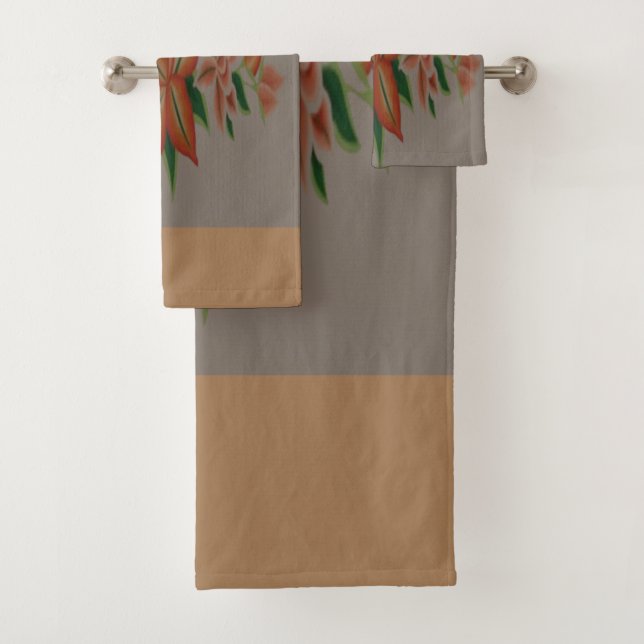 Conjunto De Toalhas Laranja com cinza e castanho arenoso (Insitu)