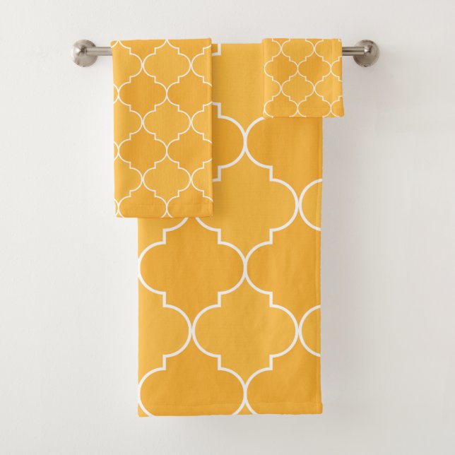 Conjunto De Toalhas Laranja e Branco marroquino Quatrefoil (Insitu)